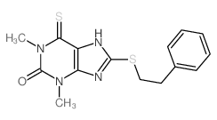 1,3-dimethyl-8-phenethylsulfanyl-6-sulfanylidene-7H-purin-2-one结构式