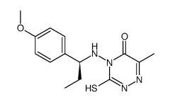 (S)-4-[1-(4'-methoxyphenyl)propyl]amino-3-mercapto-6-methyl-4H-1,2,4-triazin-5-one结构式