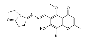 3-ethyl-2-[(8-bromo-7-hydroxy-5-methoxy-2-methyl-4-oxo-4H-benzopyran-6-ylmethylene)-hydrazono]-thiazolidin-4-one结构式