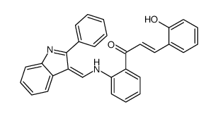 (E)-3-(2-hydroxyphenyl)-1-[2-[[(E)-(2-phenylindol-3-ylidene)methyl]amino]phenyl]prop-2-en-1-one结构式