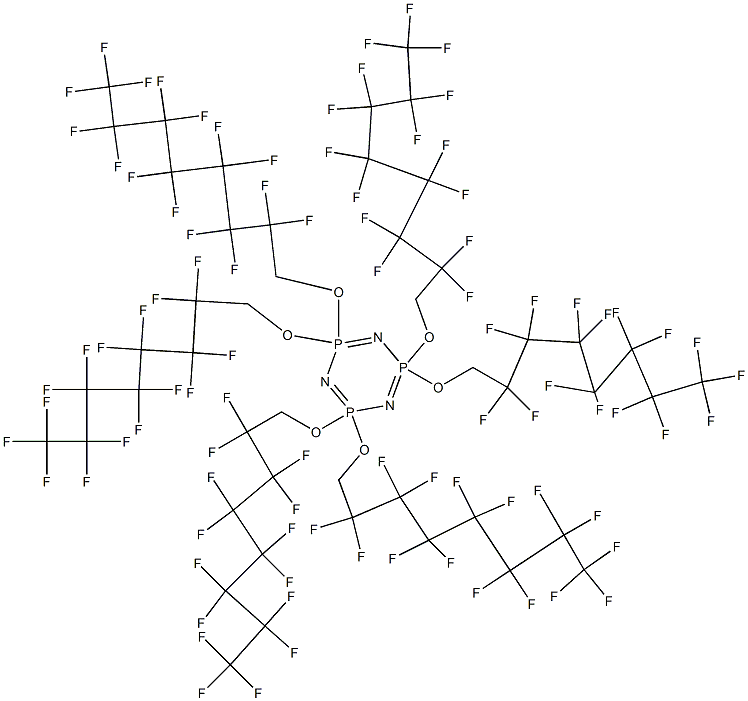 2,2,4,4,6,6-六氢-2,2,4,4,6,6-六[(2,2,3,3,4,4,5,5,6,6,7,7,8,8,8-十五氟辛基)氧基]-1,3,5,2,4,6-三氮杂三磷杂苯结构式