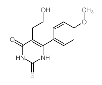 5-(2-hydroxyethyl)-6-(4-methoxyphenyl)-2-sulfanylidene-1H-pyrimidin-4-one结构式