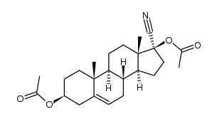 3β,17-diacetoxy-21-nor-17βH-pregnen-(5)-oic acid-(20)-nitrile Structure