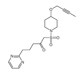 1-(4-but-2-ynoxypiperidin-1-yl)sulfonyl-5-pyrimidin-2-ylpentan-2-one结构式