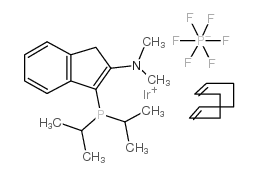 3-DI-I-PROPYLPHOSPHINO-2-(N,N-DIMETHYLAMINO)-1H-INDENE(1,5-CYCLOOCTADIENE)IRIDIUM(I) HEXAFLUOROPHOSPHATE Structure