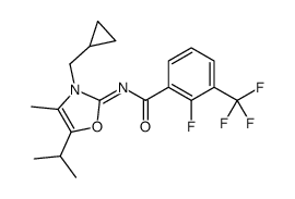 N-[3-(cyclopropylmethyl)-4-methyl-5-propan-2-yl-1,3-oxazol-2-ylidene]-2-fluoro-3-(trifluoromethyl)benzamide Structure