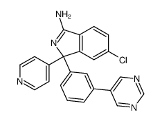 6-chloro-1-pyridin-4-yl-1-(3-pyrimidin-5-ylphenyl)-1H-isoindol-3-amine Structure