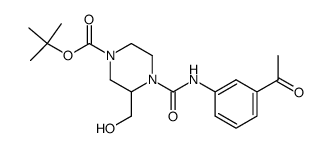 1-Piperazinecarboxylic acid, 4-[[(3-acetylphenyl)amino]carbonyl]-3-(hydroxymethyl)-,1,1-dimethylethyl ester Structure