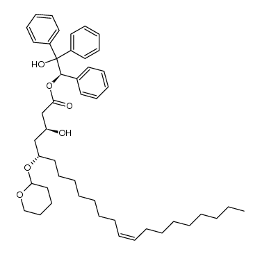 (R)-2-hydroxy-1,2,2-triphenylethyl (3S,5S,Z)-3-hydroxy-5-[(tetrahydro-2H-pyran-2-yl)oxy]-13-docosenoate Structure