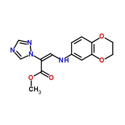 Methyl (2E)-3-(2,3-dihydro-1,4-benzodioxin-6-ylamino)-2-(1H-1,2,4-triazol-1-yl)acrylate结构式