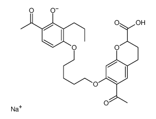 sodium,6-acetyl-7-[5-(4-acetyl-3-hydroxy-2-propylphenoxy)pentoxy]-3,4-dihydro-2H-chromene-2-carboxylate Structure