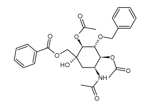 (1S,2R,3S,4R,6S)-6-acetamido-4-((benzoyloxy)methyl)-2-(benzyloxy)-4-hydroxycyclohexane-1,3-diyl diacetate结构式