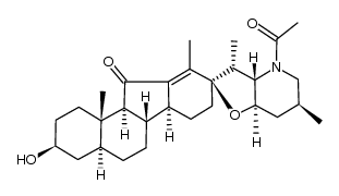 (23R)-28-acetyl-17,23-epoxy-3β-hydroxy-(5α)-veratr-12-en-11-one结构式