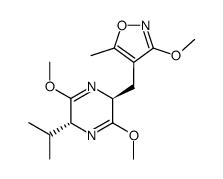 (2R,5S)-2-isopropyl-3,6-dimethoxy-5-(3-methoxy-5-methylisoxazol-4-ylmethyl)-2,5-dihydropyrazine Structure