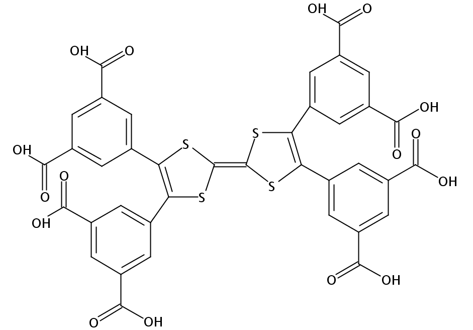 5,5',5'',5'''-([2,2'-bi(1,3-dithiolylidene)]-4,4',5,5'-tetrayl)tetraisophthalic acid structure