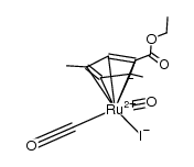 (η5-1-(CO2C2H5)-2,4-dimethylcyclopentadienyl)dicarbonylruthenium(II) iodide Structure