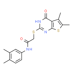 Acetamide, 2-[(1,4-dihydro-5,6-dimethyl-4-oxothieno[2,3-d]pyrimidin-2-yl)thio]-N-(3,4-dimethylphenyl)- (9CI)结构式