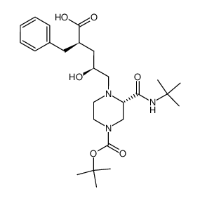(2R,4S)-2-benzyl-5-((S)-4-(tert-butoxycarbonyl)-2-(tert-butylcarbamoyl)piperazin-1-yl)-4-hydroxypentanoic acid Structure