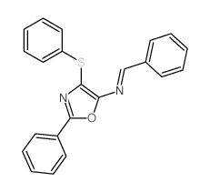 5-Oxazolamine,2-phenyl-N-(phenylmethylene)-4-(phenylthio)-结构式