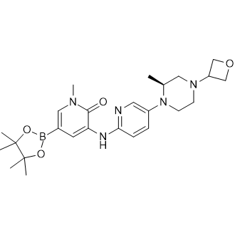 1-甲基-3-[[5-[(2S)-2-甲基-4-(氧杂环丁-3-基)哌嗪-1-基]-2-吡啶基]氨基]-5-(4,4,5,5-四甲基-1,3,2-二氧杂硼戊环-2-基)吡啶-2-酮图片