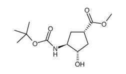 (1S,2S,4S)-N-Boc-1-氨基-2-羟基环戊烷-4-羧酸甲酯结构式