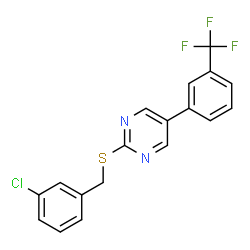 2-[(3-Chlorobenzyl)sulfanyl]-5-[3-(trifluoromethyl)phenyl]pyrimidine Structure