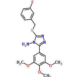 3-[(3-Fluorobenzyl)sulfanyl]-5-(3,4,5-trimethoxyphenyl)-4H-1,2,4-triazol-4-amine结构式