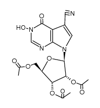 3-hydroxy-4-oxo-7-(tri-O-acetyl-β-D-ribofuranosyl)-4,7-dihydro-3H-pyrrolo[2,3-d]pyrimidine-5-carbonitrile Structure