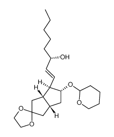 7,7-ethylenedioxy-2β-(3α-hydroxy-1(E)-octenyl)-3α-(tetrahydropyran-2-yl)oxybicyclo[3.3.0]octane Structure