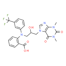 Benzoic acid,2-[[2-hydroxy-3-(1,2,3,6-tetrahydro-1,3-dimethyl-2,6-dioxo-7H-purin-7-yl)propyl][3-(trifluoromethyl)phenyl]amino]- structure