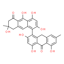 3-Methyl-3,6,8,9-tetrahydroxy-3,4-dihydro-5-[(9,10-dihydro-2,4,5-trihydroxy-7-methyl-10-oxoanthracen)-1-yl]anthracen-1(2H)-one structure