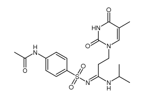 N1-isopropyl-N2-(4-acetoamidobenzene-1-sulfonyl)-3-(5-methyl-2,4-dioxo-3,4-dihydropyrimidin-1(2H)-yl)propanamidine Structure