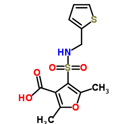 2,5-dimethyl-4-(2-thienylaminosulphonyl)furan-3-carboxylic acid structure