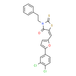 (5E)-5-{[5-(3,4-dichlorophenyl)furan-2-yl]methylidene}-3-(2-phenylethyl)-2-thioxo-1,3-thiazolidin-4-one结构式