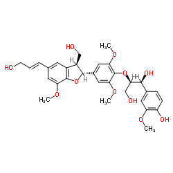 (1S,2R)-2-[4-[(2R,3S)-2,3-二氢-3-(羟基甲基)-5-[(1E)-3-羟基-1-丙烯-1-基]-7-甲氧基-2-苯并呋喃基]-2,6-二甲氧基苯氧基]-1-(4-羟基-3-甲氧基苯基)-1,3-丙二醇结构式