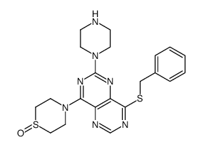 Pyrimido(5,4-d)pyrimidine, 8-((phenylmethyl)thio)-2-(1-piperazinyl)-4- (4-thiomorpholinyl)-, S-oxide结构式