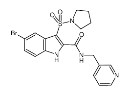 5-bromo-N-(pyridin-3-ylmethyl)-3-(pyrrolidin-1-ylsulfonyl)-1H-indole-2-carboxamide Structure