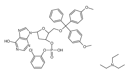 3'-Inosinic acid, 5'-O-[bis(4-methoxyphenyl)phenylmethyl]-2'-deoxy-, mono(2-chlorophenyl) ester, compd. with N,N-diethylethanamine (1:1) structure