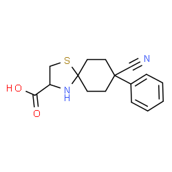 8-Cyano-8-phenyl-1-thia-4-azaspiro[4.5]decane-3-carboxylic acid Structure