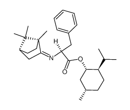 (1S,2R,5S)-2-isopropyl-5-methylcyclohexyl 3-phenyl-2-(((1R,4R,Z)-1,7,7-trimethylbicyclo[2.2.1]heptan-2-ylidene)amino)propanoate Structure