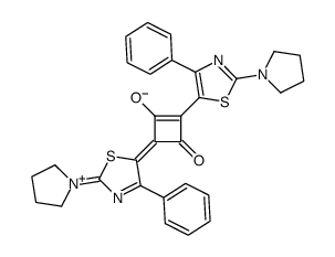 1,3-Bis(2-pyrrolidino-4-phenyl-1,3-thiazol-5-yl)-2-oxo-cyclobutenylium-4-olate结构式