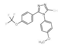 4-(4-甲氧基苯基)-5-[4-(三氟甲氧基)苯基]-4H-1,2,4-噻唑-3-硫醇结构式