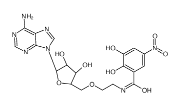 N-[2-[[(2R,3S,4R,5R)-5-(6-aminopurin-9-yl)-3,4-dihydroxyoxolan-2-yl]methoxy]ethyl]-2,3-dihydroxy-5-nitrobenzamide Structure