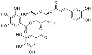 1-O-Caffeoyl-3,4-di-O-galloyl-β-D-glucopyranose结构式