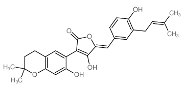 3-(3,4-Dihydro-7-hydroxy-2,2-dimethyl-2H-1-benzopyran-6-yl)-4-hydroxy-5-[(Z)-[4-hydroxy-3-(3-methyl-2-butenyl)phenyl]methylene]-2(5H)-furanone structure