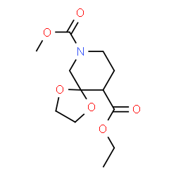 10-ethyl 7-methyl 1,4-dioxa-7-azaspiro[4.5]decane-7,10-dicarboxylate structure