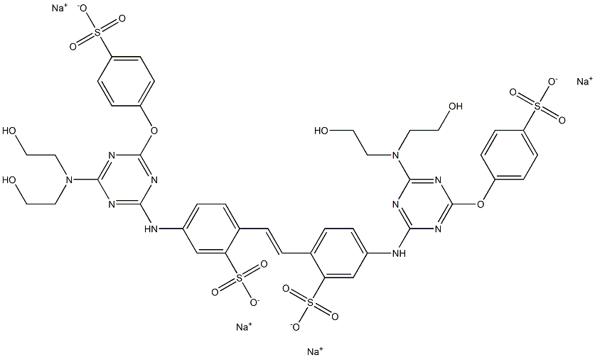 tetrasodium 4,4'-bis[4-[bis(2-hydroxyethyl)amino]-6-(4-sulphonatophenoxy)-1,3,5-triazin-2-yl]amino]stilbene-2,2'-disulphonate Structure