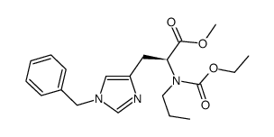 N-α-(ethoxycarbonyl)-N-α-propyl,N-1(τ)-benzyl-L-histidine methyl ester结构式