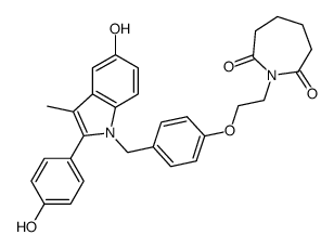 1-(2-{4-[5-Hydroxy-2-(4-hydroxy-phenyl)-3-methyl-indol-1-ylmethyl]-phenoxy}-ethyl)-azepane-2,7-dione Structure