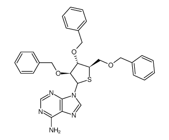 9-((3S,4S,5R)-3,4-bis(benzyloxy)-5-((benzyloxy)methyl)tetrahydrothiophen-2-yl)-9H-purin-6-amine结构式